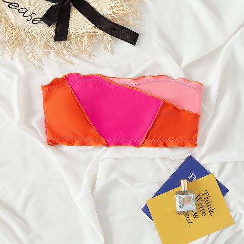 Haut de bikini bandeau à blocs de couleurs à ourlet ondulé - SHEIN - Modalova