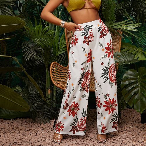 Pantalon ample à imprimé floral - SHEIN - Modalova