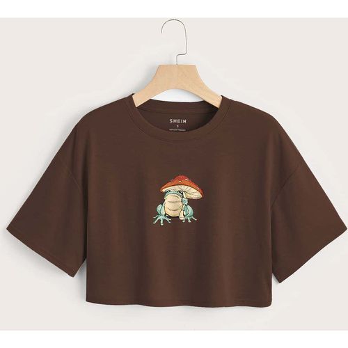 T-shirt court à imprimé champignon et grenouille - SHEIN - Modalova