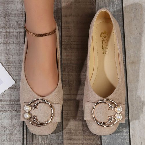 Chaussures plates métallique & à fausse perle - SHEIN - Modalova