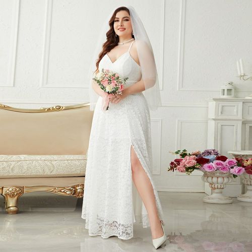 Robe de mariage à fines brides en dentelle fendu sans Voile - SHEIN - Modalova