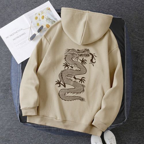 Sweat-shirt à capuche à motif dragon chinois à poche kangourou à doublure thermique à cordon - SHEIN - Modalova