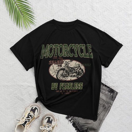 T-shirt à motif slogan et moto graphique - SHEIN - Modalova
