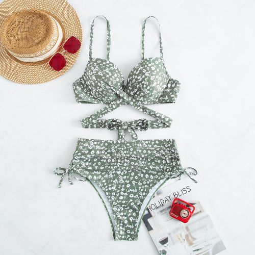 Bikini push-up à imprimé floral croisé - SHEIN - Modalova