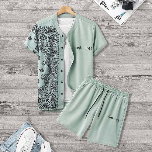 Chemise paisley à lettres & Short à cordon (sans t-shirt) - SHEIN - Modalova