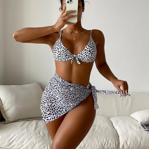 Bikini push-up tacheture à nœud avec jupe de plage - SHEIN - Modalova