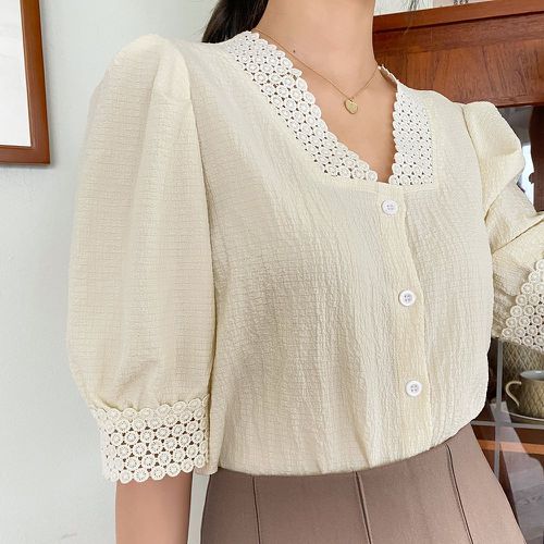 Blouse en dentelle manches bouffantes - SHEIN - Modalova