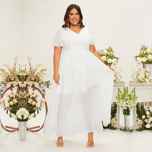 Robe de mariage en dentelle manches papillon en mousseline - SHEIN - Modalova