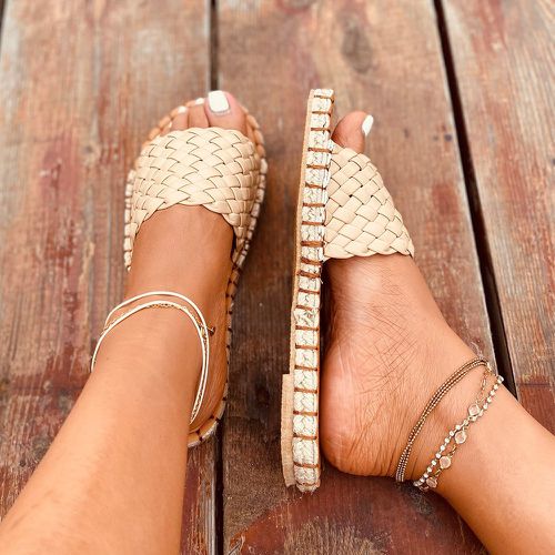 Sandales plates design tressé - SHEIN - Modalova