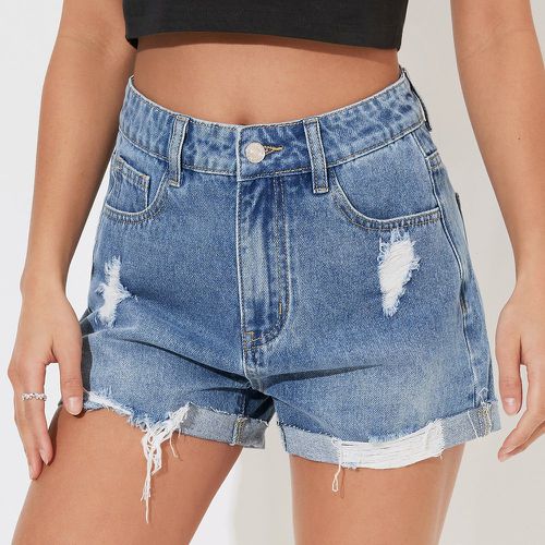 Short en jean déchiré à ourlet roulé - SHEIN - Modalova