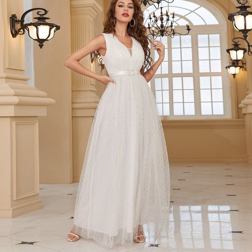 Robe de mariage à strass en tulle long - SHEIN - Modalova