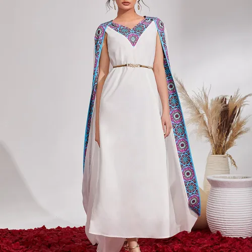 Robe cape à imprimé floral(sans ceinture) - SHEIN - Modalova