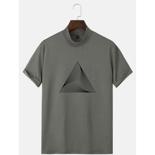 T-shirt à imprimé géométrique 3D à col montant - SHEIN - Modalova