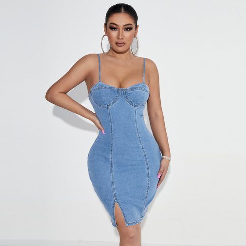 Robe moulante fendu bustier en jean - SHEIN - Modalova