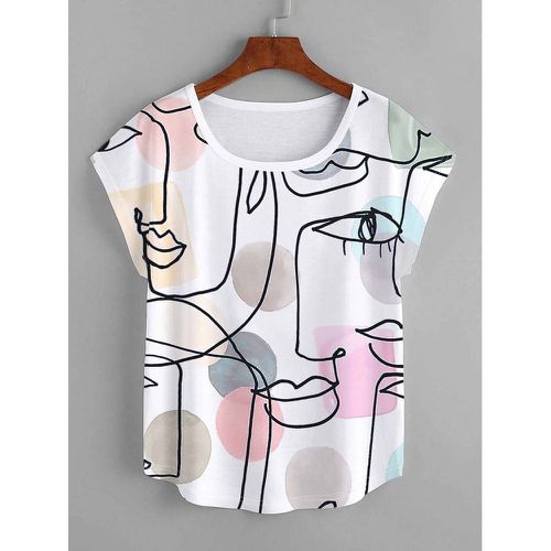 T-shirt figure abstraite manches dolman - SHEIN - Modalova