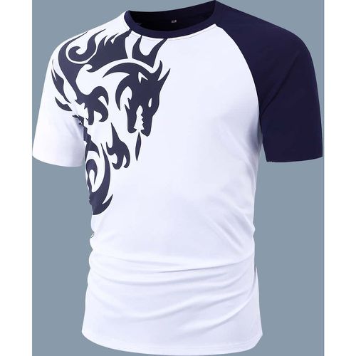 T-shirt dragon à blocs de couleurs - SHEIN - Modalova