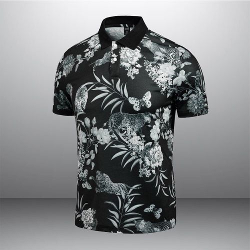 Polo aléatoire à imprimé léopard et floral - SHEIN - Modalova