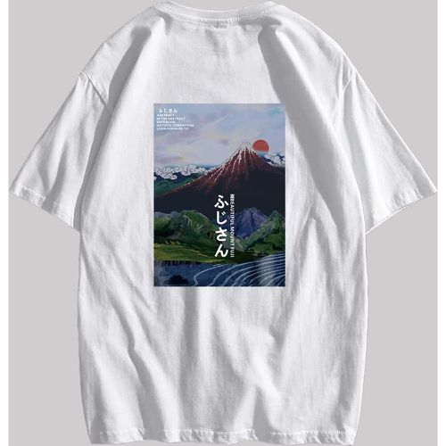 T-shirt montagne & lettre japonaise - SHEIN - Modalova