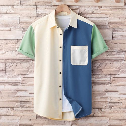 Chemise à blocs de couleurs aléatoire à patch à poche (sans t-shirt) - SHEIN - Modalova