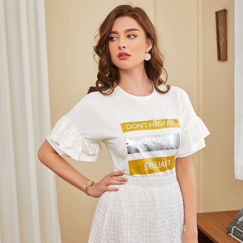 T-shirt à motif slogan manches multicouches - SHEIN - Modalova