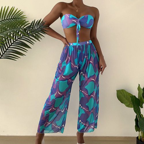 Bikini à imprimé à nœud avec Pantalon de plage - SHEIN - Modalova