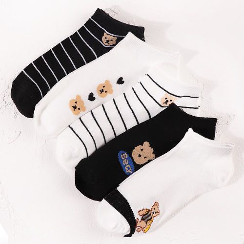 Paires Chaussettes à rayures à imprimé ours - SHEIN - Modalova