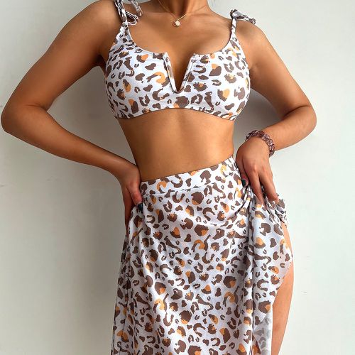 Bikini léopard avec jupe de plage - SHEIN - Modalova