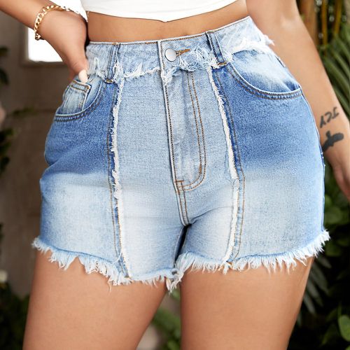 Short en jean à ourlet effiloché droit - SHEIN - Modalova