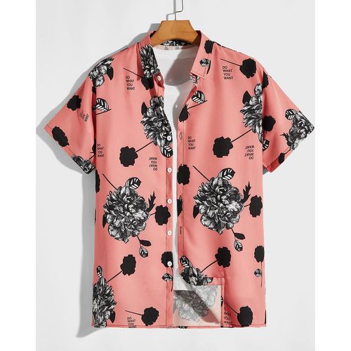 Chemise à motif slogan et floral à bouton (sans t-shirt) - SHEIN - Modalova