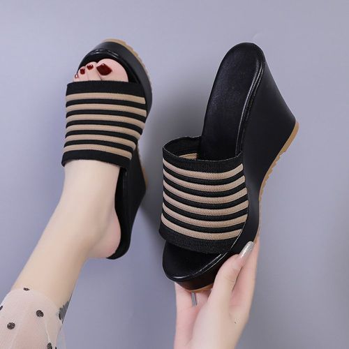 Sandales compensées à rayures - SHEIN - Modalova