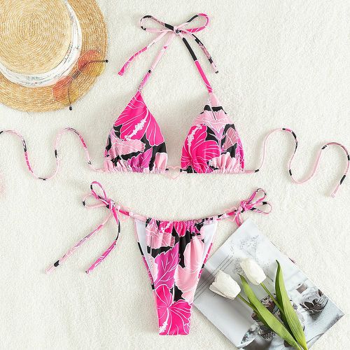 Bikini triangulaire ras-du-cou fleuri - SHEIN - Modalova