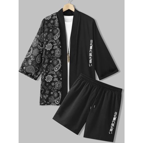 Aléatoire paisley & lettre japonaise Kimono & Short (sans t-shirt) - SHEIN - Modalova