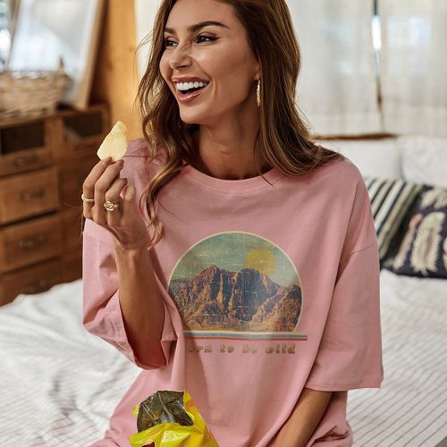T-shirt montagne et à motif slogan - SHEIN - Modalova