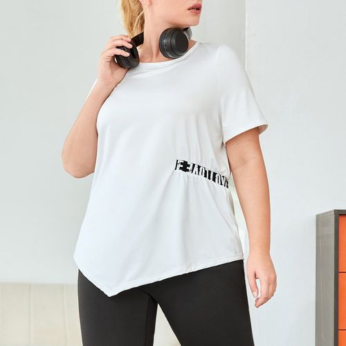 T-shirt de sport douceur à lettres asymétrique - SHEIN - Modalova