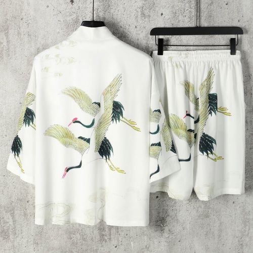 Kimono aléatoire à imprimé grue & Short (sans t-shirt) - SHEIN - Modalova