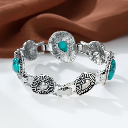 Bracelet à détail turquoise texturé métallique - SHEIN - Modalova