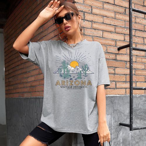 T-shirt à imprimé lettre et soleil - SHEIN - Modalova