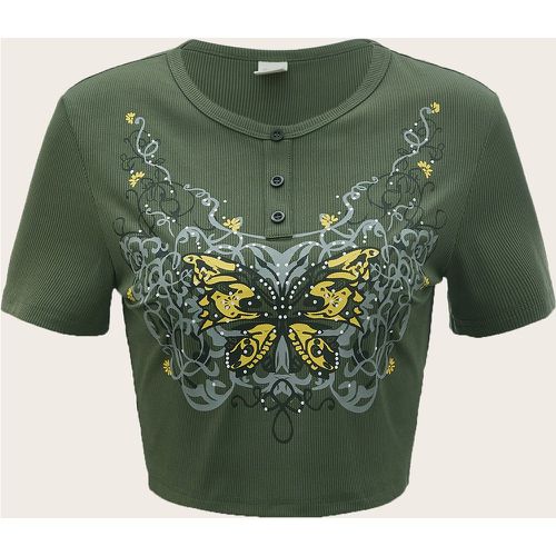 T-shirt papillon à bouton - SHEIN - Modalova
