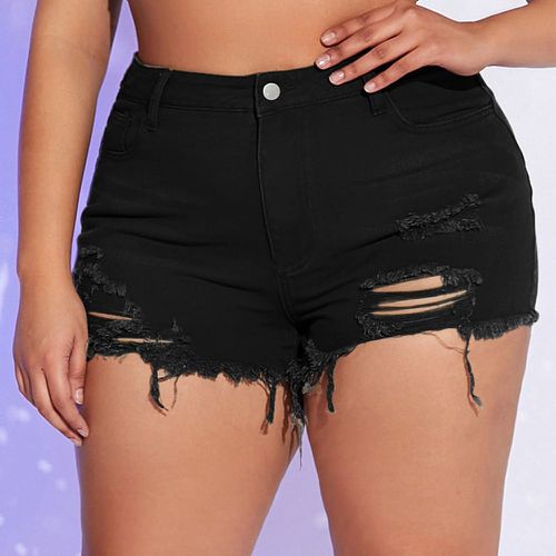 Short en jean déchiré à ourlet effiloché - SHEIN - Modalova