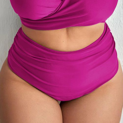 Bas de bikini grandes tailles Plissé Sport Unicolore - SHEIN - Modalova
