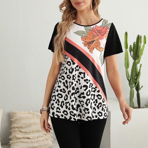 T-shirt fleuri à léopard - SHEIN - Modalova