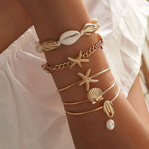 Bracelet avec détail d'étoile de mer et coquille 5 pièces - SHEIN - Modalova