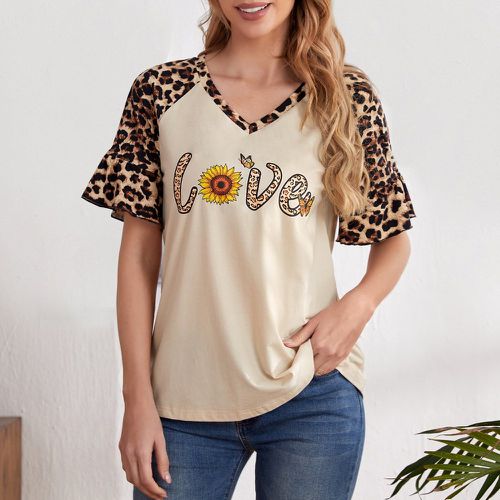 T-shirt à léopard manches évasées - SHEIN - Modalova