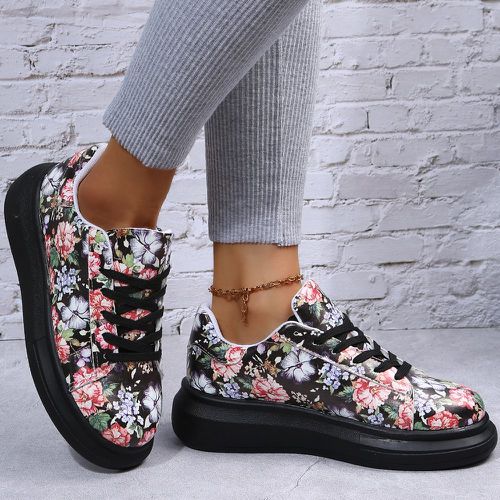 Chaussures skateboard à imprimé floral à lacets - SHEIN - Modalova