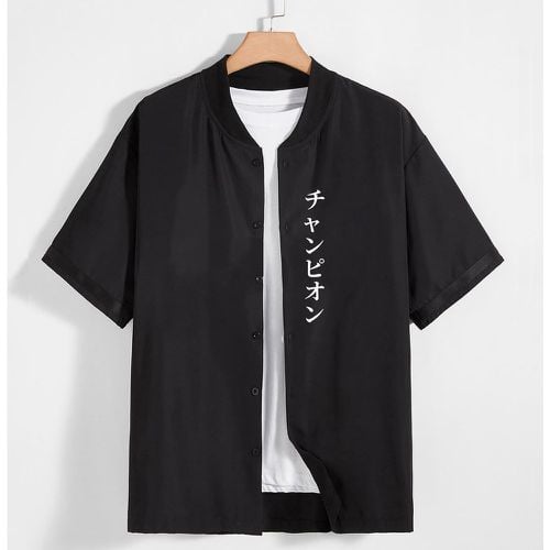 Chemise lettre japonaise à col base-ball (sans t-shirt) - SHEIN - Modalova