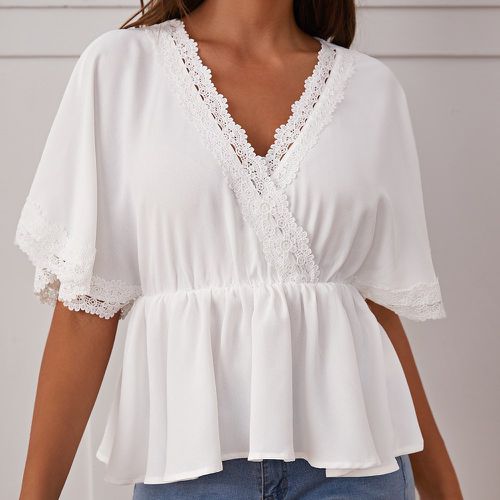 Blouse péplum en dentelle manches chauve-souris - SHEIN - Modalova