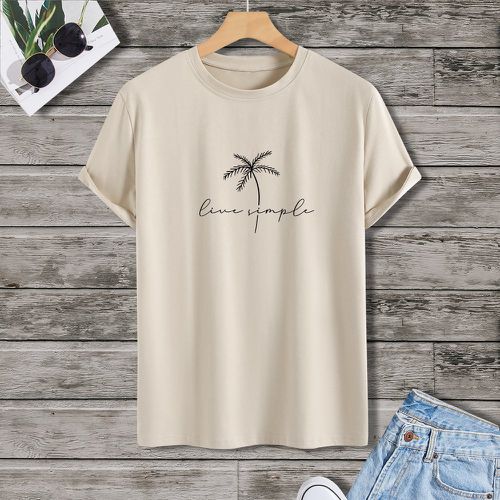 T-shirt lettre & à imprimé palmier - SHEIN - Modalova