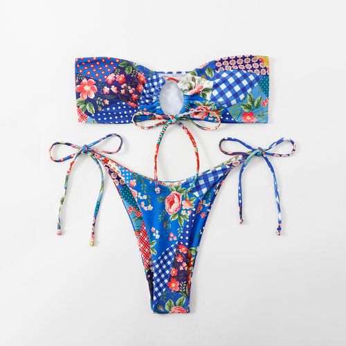 Bikini patchwork à cordon - SHEIN - Modalova