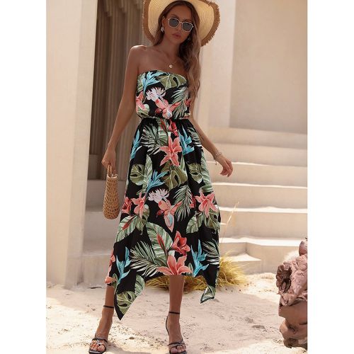 Robe bustier à imprimé tropical - SHEIN - Modalova