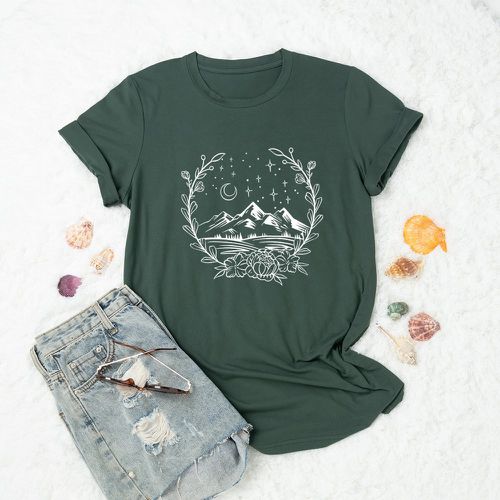 T-shirt montagne et à imprimé floral - SHEIN - Modalova